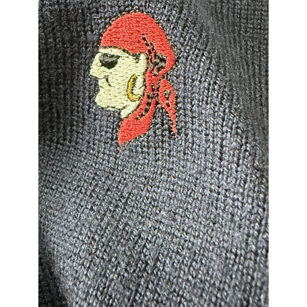 Peter Millar Men's L Blue V Neck Merino Wool Silk  Sweater Pirate Patch Accent - Picture 3 of 5